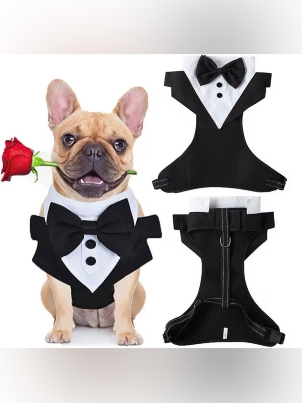Dog/Pet Tuxedo Harness with Bow Tie - Black